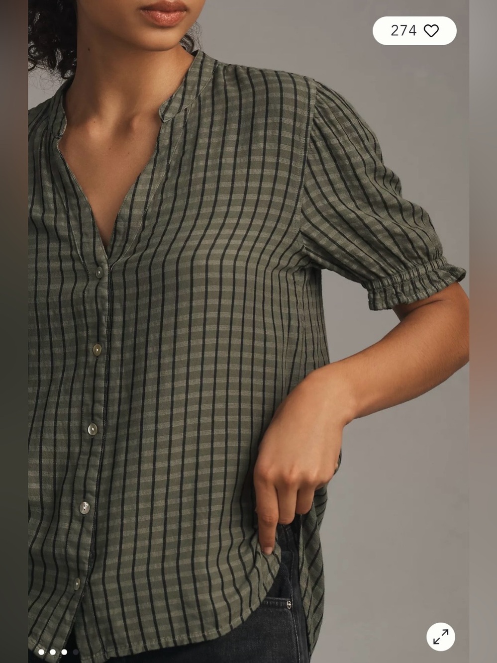Cloth & Stone Puff-Sleeve Linen Buttondown Top - Picture 4 of 7